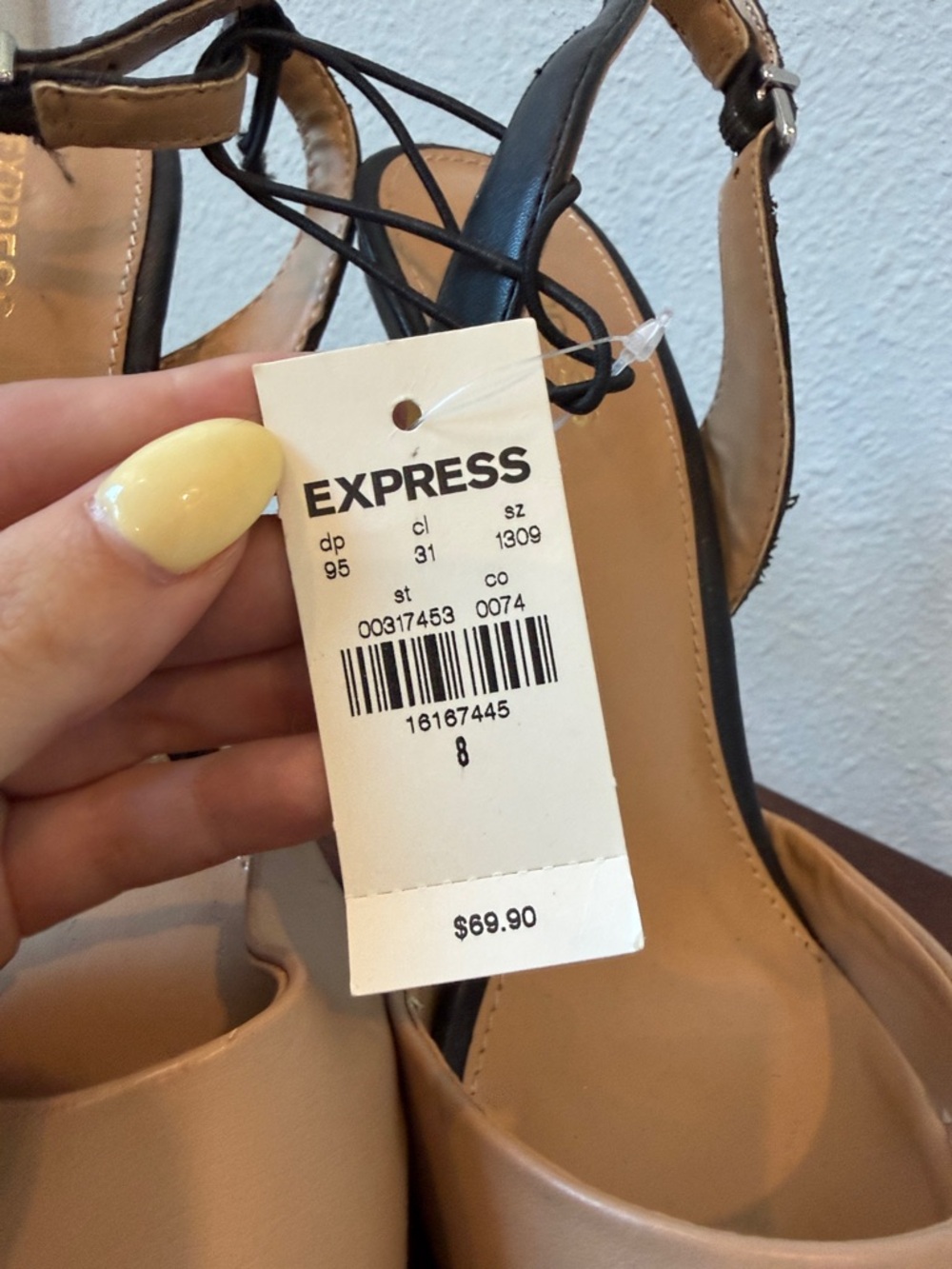 Express Beige Pointed-Toe Slingback Heels - Picture 3 of 3